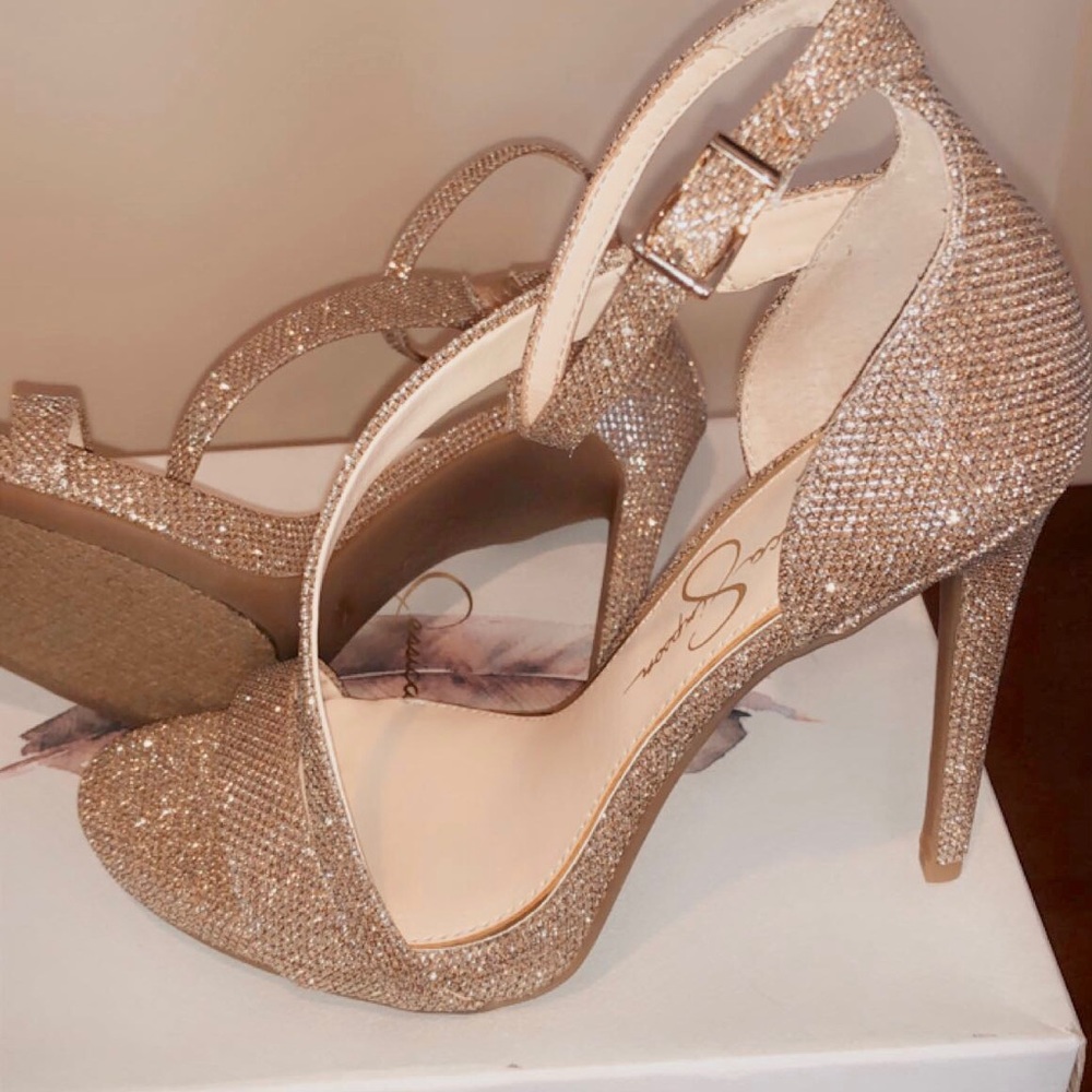 Jessica Simpson Gold Sparkle Mesh Sandal